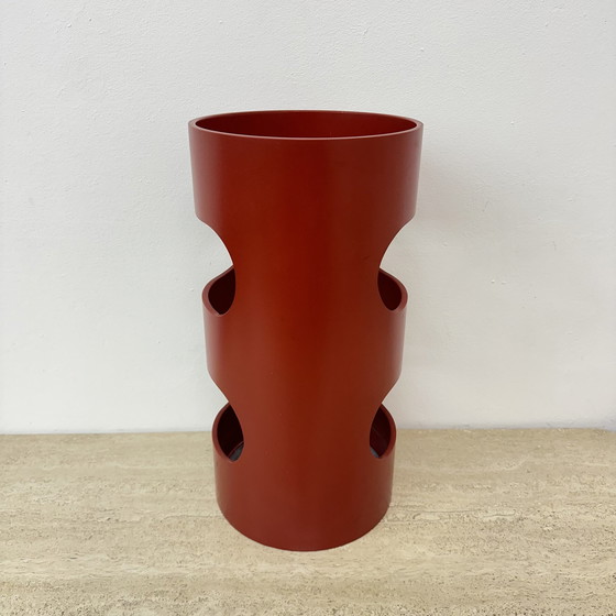 Image 1 of Umbrella Stand Red Wood , 1970S Space Age 