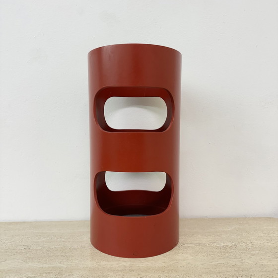 Image 1 of Umbrella Stand Red Wood , 1970S Space Age 