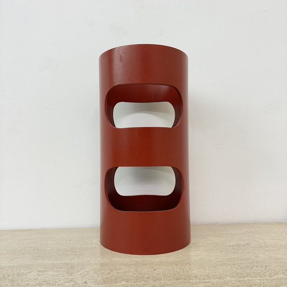 Image 1 of Umbrella Stand Red Wood , 1970S Space Age 