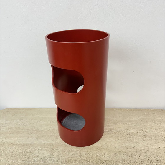 Image 1 of Umbrella Stand Red Wood , 1970S Space Age 