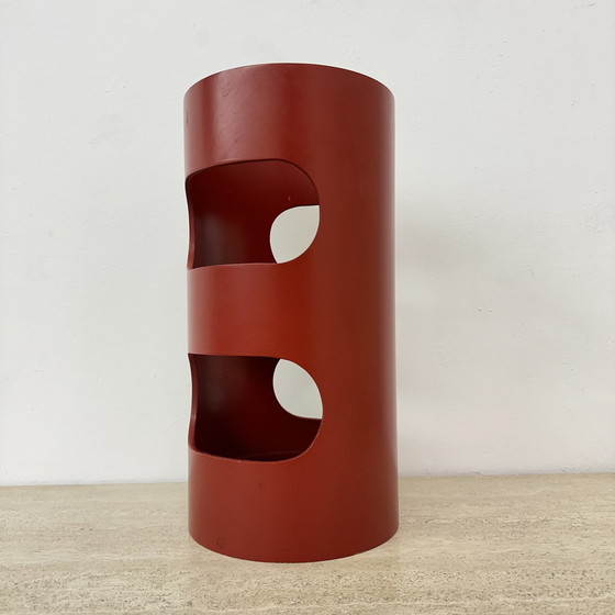 Image 1 of Umbrella Stand Red Wood , 1970S Space Age 