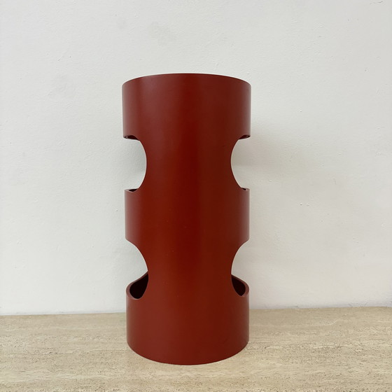 Image 1 of Umbrella Stand Red Wood , 1970S Space Age 