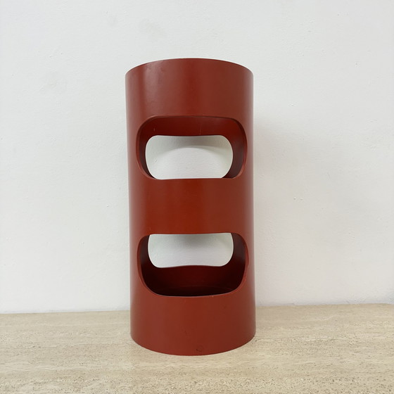 Image 1 of Umbrella Stand Red Wood , 1970S Space Age 