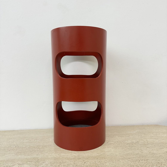 Image 1 of Umbrella Stand Red Wood , 1970S Space Age 