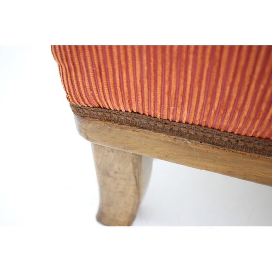 Image 1 of Vintage armchair with stool in mahogany and fabric, Czechoslovakia 1930