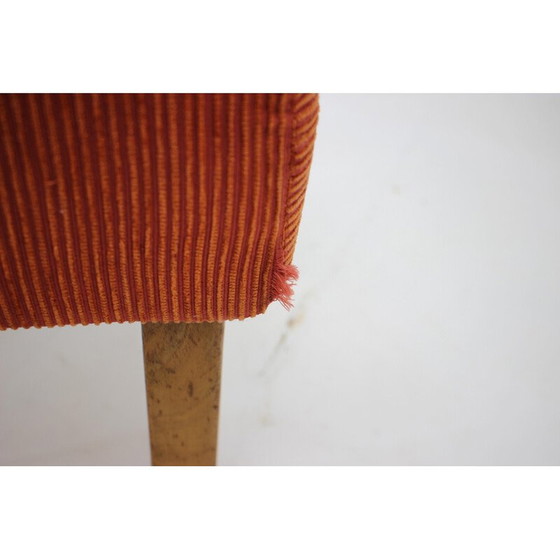 Image 1 of Vintage armchair with stool in mahogany and fabric, Czechoslovakia 1930