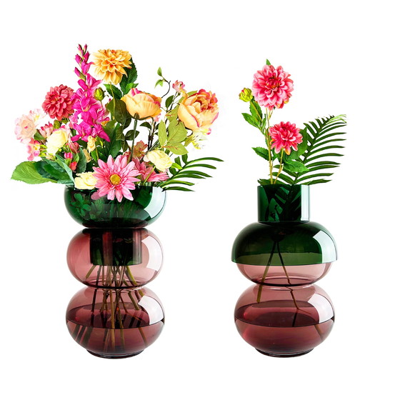 Image 1 of Cloudnola Bubble Flip Vase XL Green and Pink Glass