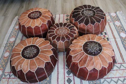 Authentic Handmade Leather Poufs From Marrakech - Timeless Moroccan Elegance