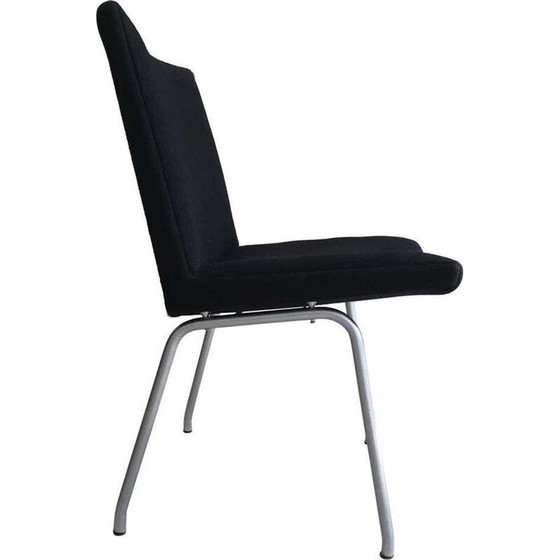 Image 1 of Vintage Airport Chair Reupholstered in Black Fabric Hans J. Wegner danish 1960s