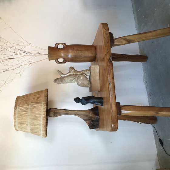 Image 1 of Vintage floral vase with olive wood handles