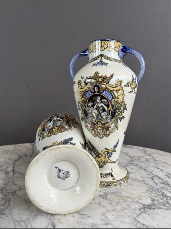 Image 1 of Pair Of Gien Collection Vases