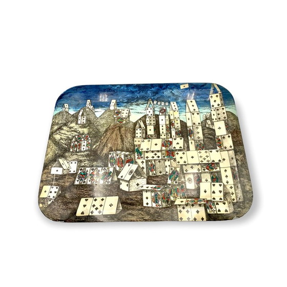 Image 1 of Vintage "City of Cards" folding coffee table by Piero Fornasetti, Italy 1950s