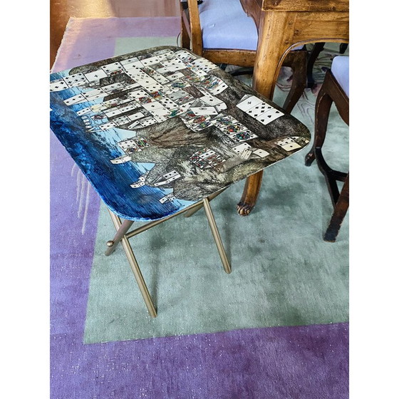 Image 1 of Vintage "City of Cards" folding coffee table by Piero Fornasetti, Italy 1950s