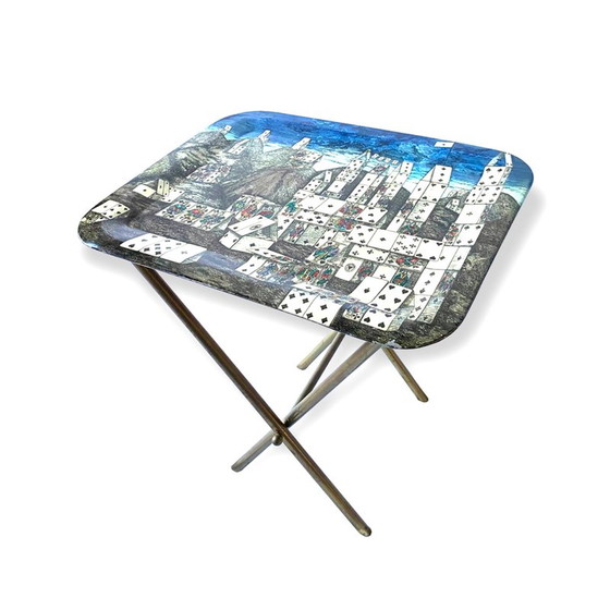 Image 1 of Vintage "City of Cards" folding coffee table by Piero Fornasetti, Italy 1950s