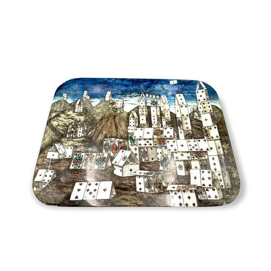 Image 1 of Vintage "City of Cards" folding coffee table by Piero Fornasetti, Italy 1950s