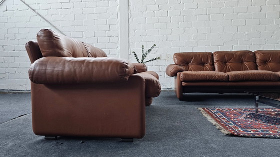 Image 1 of B B ITALIA C B ITALIA CORONADO LEATHER SOFA LEATHER COUCH VINTAGE 60S 70S 80S LOFT STUDIO