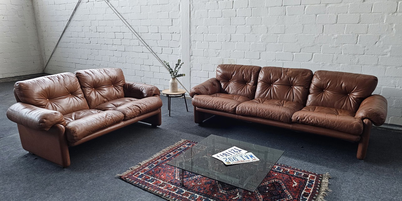 B B ITALIA C B ITALIA CORONADO LEATHER SOFA LEATHER COUCH VINTAGE