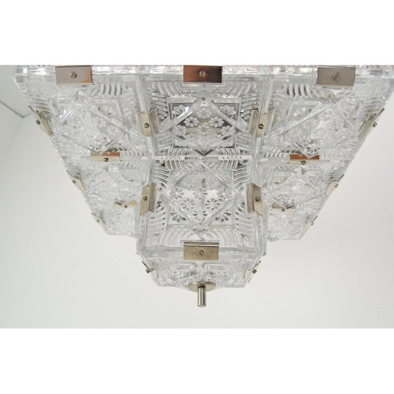 Image 1 of Vintage glass and metal pendant lamp by Jaroslav Bejvl for Kamenicky Senov, Czechoslovakia 1960
