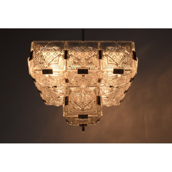 Image 1 of Vintage glass and metal pendant lamp by Jaroslav Bejvl for Kamenicky Senov, Czechoslovakia 1960