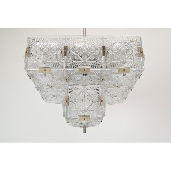 Image 1 of Vintage glass and metal pendant lamp by Jaroslav Bejvl for Kamenicky Senov, Czechoslovakia 1960