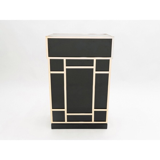 Image 1 of Pair of vintage black lacquer and brass bar elements by Maison Jansen, 1970
