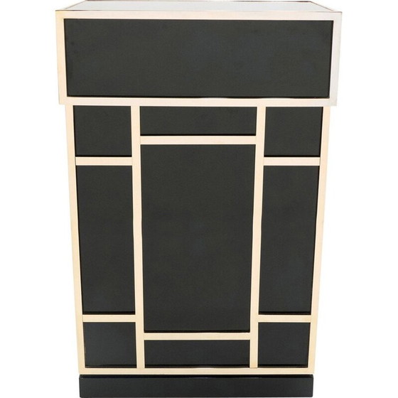 Image 1 of Pair of vintage black lacquer and brass bar elements by Maison Jansen, 1970