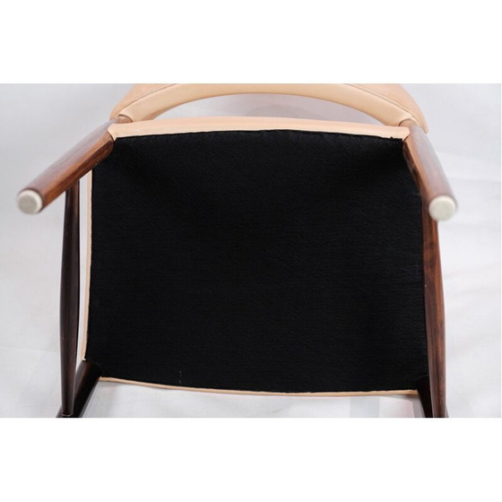 Image 1 of Vintage desk armchair in rosewood with light natural leather by Kurt Olsen, 1960s