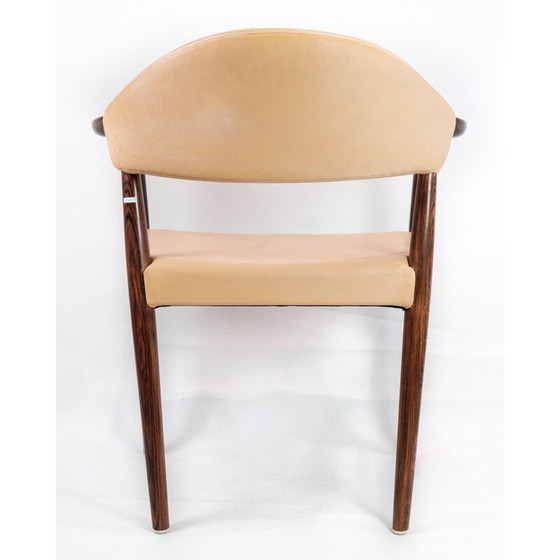 Image 1 of Vintage desk armchair in rosewood with light natural leather by Kurt Olsen, 1960s