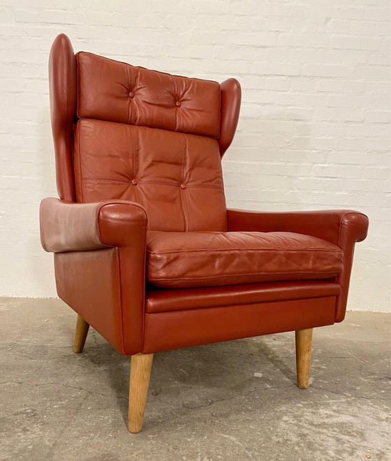 Image 1 of Vintage Retro Danish Mid-Century Svend Skipper Cognac Leather Club Chair 60s