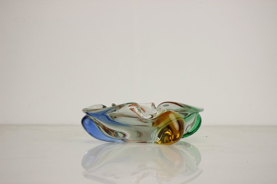 Image 1 of Bohemian Art Glass Ashtray By Josef Hospodka, 1960'S