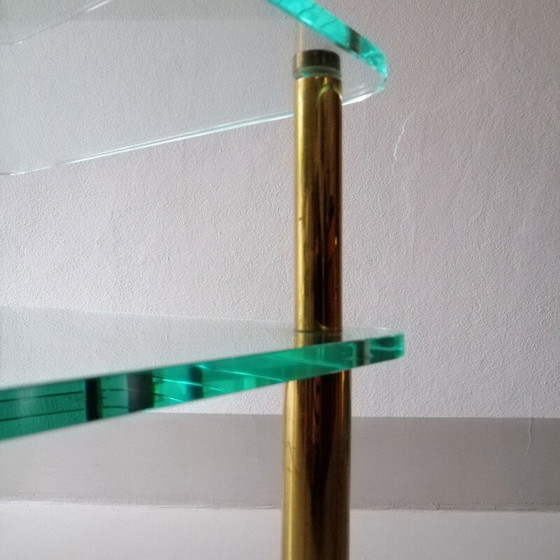 Image 1 of Tavolino vintage in vetro e ottone, 1970