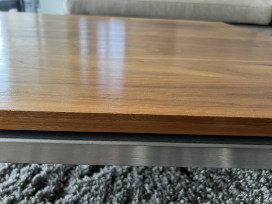 Image 1 of Walnut coffee table with stainless steel base