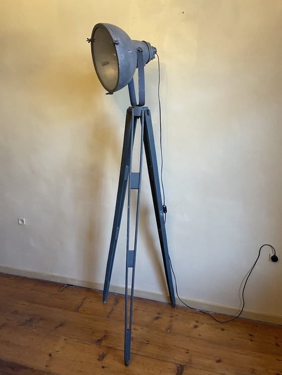 Image 1 of Floor Lamp Floor Lamp Standing Lamp On Old Tripod Industrial French