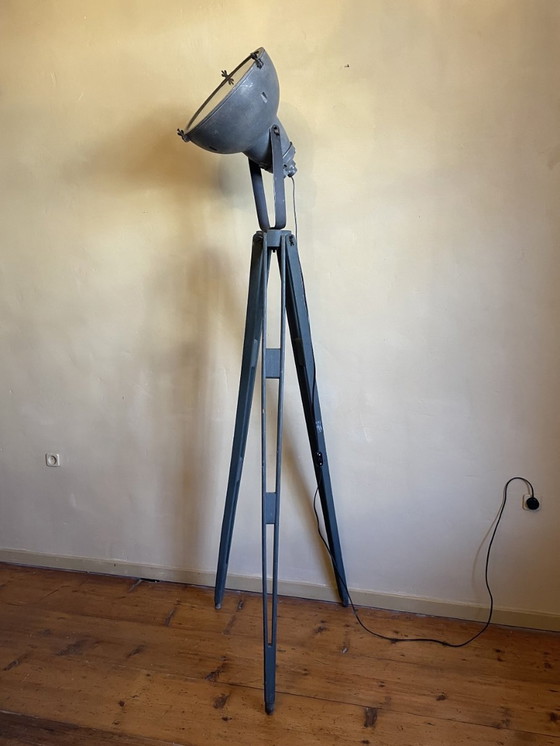 Image 1 of Floor Lamp Floor Lamp Standing Lamp On Old Tripod Industrial French