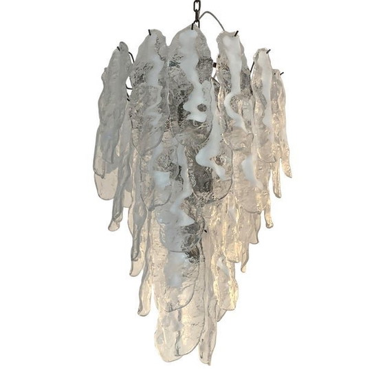 Image 1 of Contemporary Fiamme "Flames" Murano Glass Cascade Chandelier In Mazzega Style