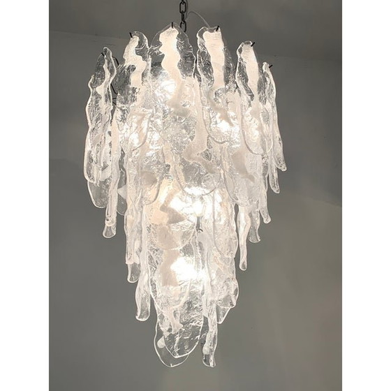 Image 1 of Contemporary Fiamme "Flames" Murano Glass Cascade Chandelier In Mazzega Style