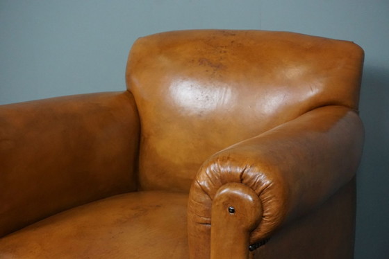 Image 1 of Fauteuil Art Déco en cuir de mouton