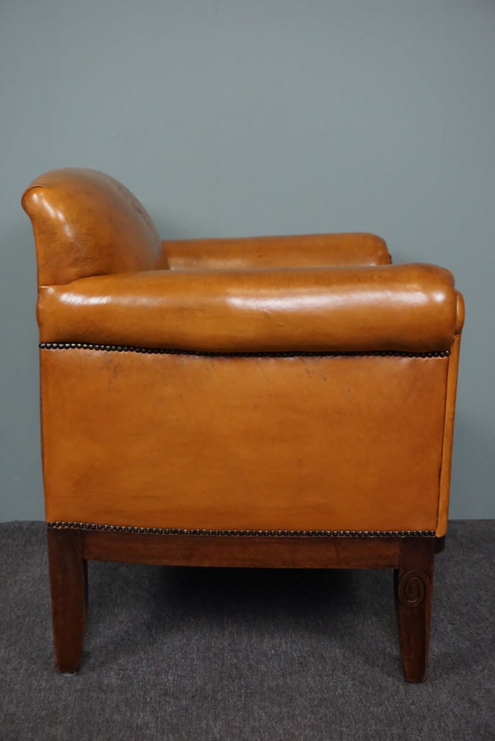 Image 1 of Fauteuil Art Déco en cuir de mouton