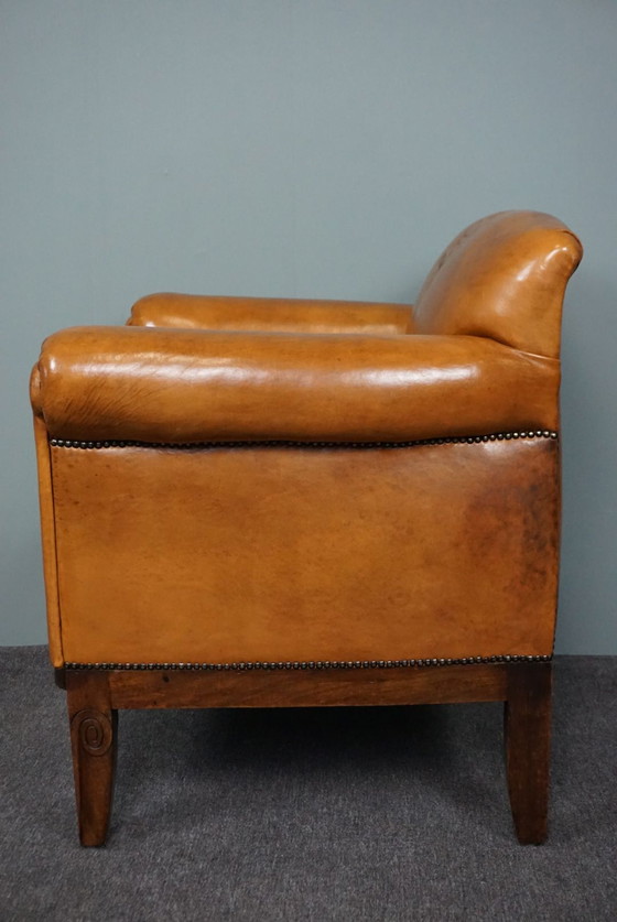 Image 1 of Fauteuil Art Déco en cuir de mouton