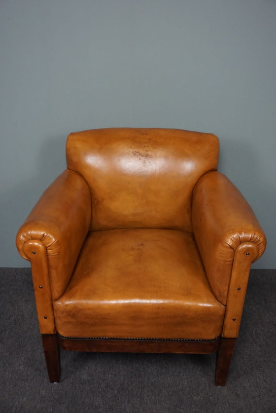 Image 1 of Fauteuil Art Déco en cuir de mouton