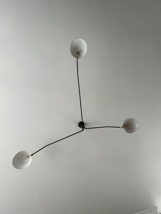 Image 1 of Serge Mouille Three Arm Multi-Light Pendant Lamp