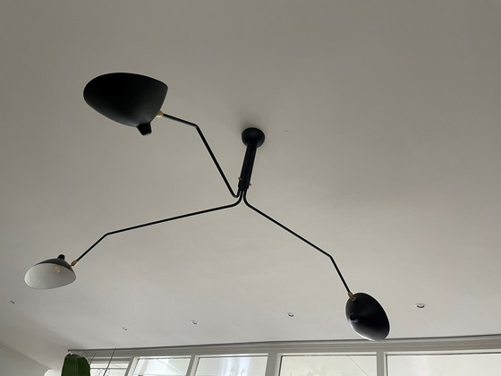 Image 1 of Serge Mouille Three Arm Multi-Light Pendant Lamp