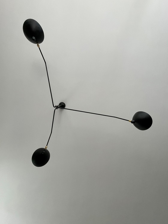 Image 1 of Serge Mouille Three Arm Multi-Light Pendant Lamp