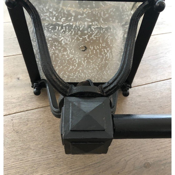 Image 1 of Pair of vintage wrought iron and sheet metal outdoor wall lamps, 1950