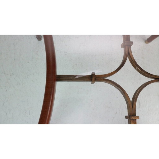 Vintage brass and walnut coffee table by William Watting for Fristho, Netherlands 1950