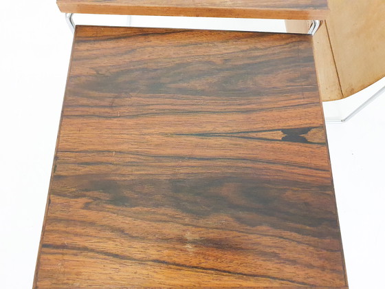 Image 1 of Mid-century rosewood and leather mimiset by Brabantia, The Netherlands 1950's