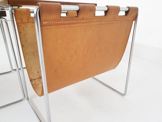 Image 1 of Mid-century rosewood and leather mimiset by Brabantia, The Netherlands 1950's