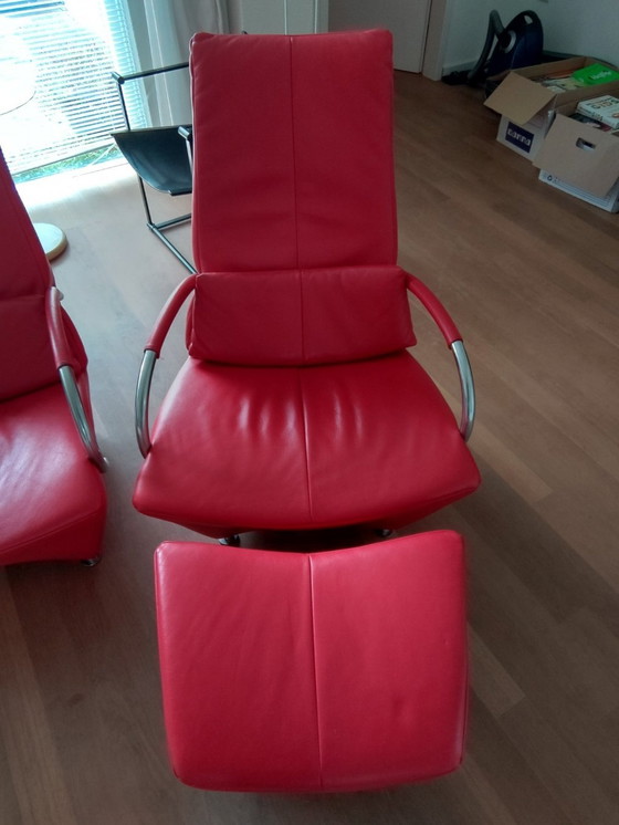 Image 1 of The Future Sitting Vision armchair with footstool Panda Red