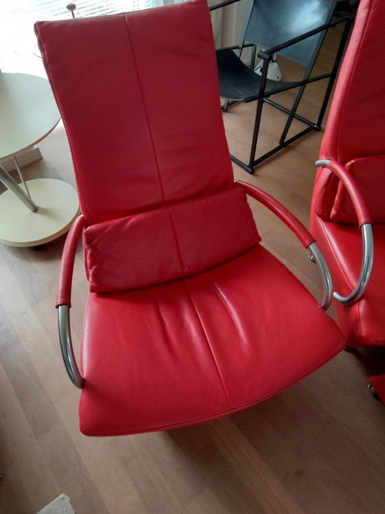 Image 1 of The Future Sitting Vision armchair with footstool Panda Red