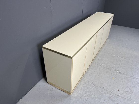 Image 1 of Beige Lacquered Credenza In The Manner Of Jean Claude Mahey, 1970S